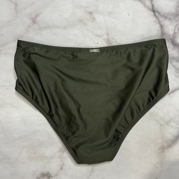 DKNY Womens Moss Green Seamed High Waist Bikini Bottom Size S new - Picture 4 of 5
